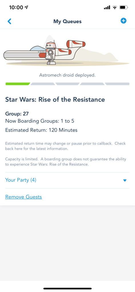 Snagging a Boarding Group for Rise of the Resistance at Disney's Hollywood Studios on the MyDisneyExperience app